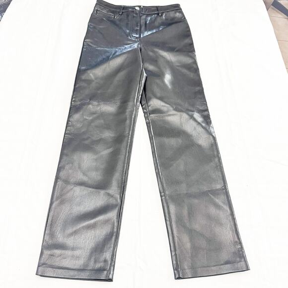 Wilfred Faux Leather Straight Leg Polyurethane Dress Pant Black Size 4 - Picture 2 of 8